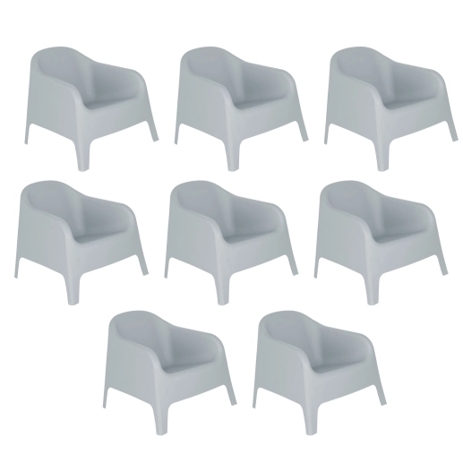 Produto Kit 8 Cadeiras poltrona para jardim varanda Skarpo Cinza