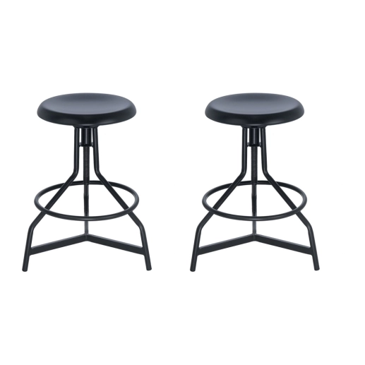 Produto Kit com 2 Banquetas altas para cozinha industrial York com banco giratório - Preto