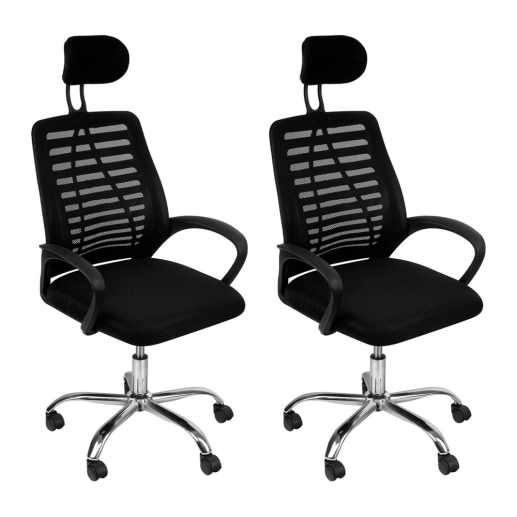 Produto Kit com 2 Cadeiras Altas Viena para escritorio com rodizios - Preto