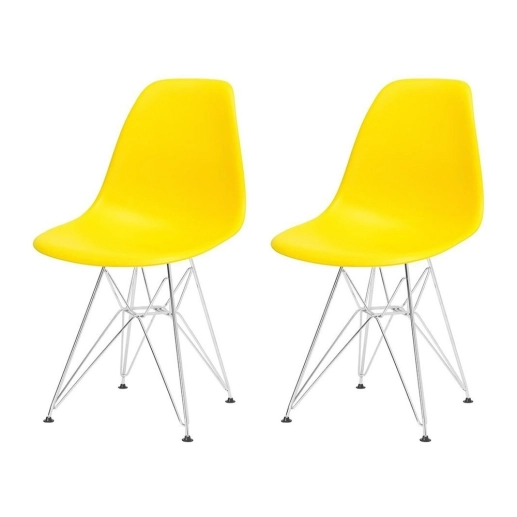 Produto Kit com 2 Cadeiras de jantar Charles Eames Eiffel DKR em Polipropileno - Amarelo