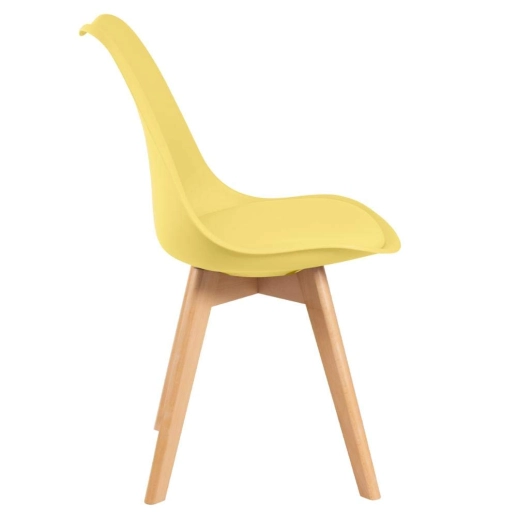 Kit com 2 Cadeiras de jantar Leda com assento estofado e design moderno - Amarelo Produto Kit com 2 Cadeiras de jantar Leda com assento estofado e design moderno - Amarelo