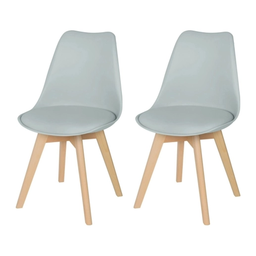 Kit com 2 Cadeiras de jantar Leda com assento estofado e design moderno - Cinza claro Produto Kit com 2 Cadeiras de jantar Leda com assento estofado e design moderno - Cinza claro