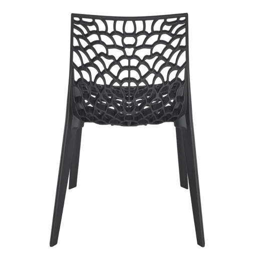 Produto Kit com 2 Cadeiras Gruvyer, Polipropileno com Encosto Versátil para Sala de Jantar Cozinha Bar Jardim Varanda Cafeteria Shopping Salão de Festas, Fosco Preto