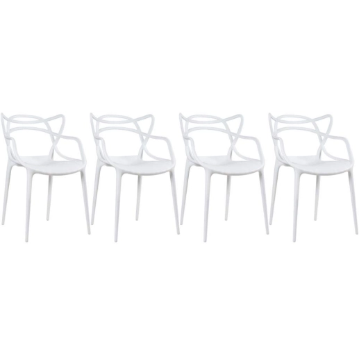 Produto Kit com 4 Cadeiras Master Allegra Design Moderno em Polipropileno para Cozinha e Sala de Jantar - Branco