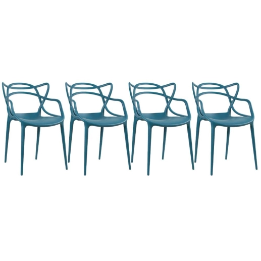 Produto Kit com 4 Cadeiras Master Allegra Design Moderno em Polipropileno para Cozinha e Sala de Jantar - Turquesa