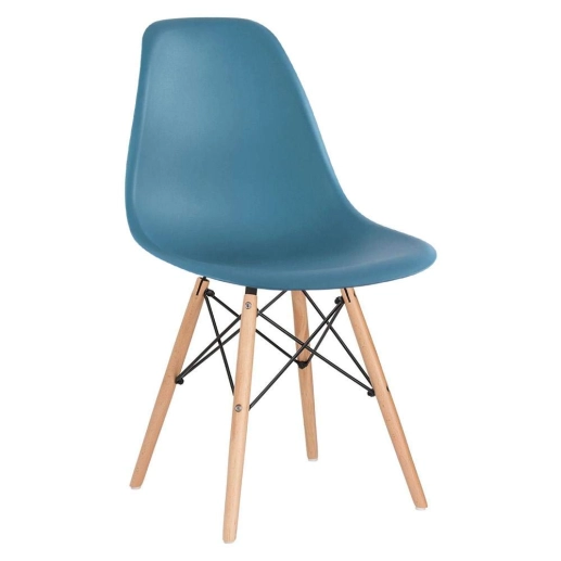 Kit com 6 Cadeiras Charles Eames Eiffel DSW em Polipropileno com Base Madeira - Turquesa Produto Kit com 6 Cadeiras Charles Eames Eiffel DSW em Polipropileno com Base Madeira - Turquesa