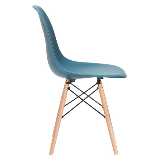 Kit com 6 Cadeiras Charles Eames Eiffel DSW em Polipropileno com Base Madeira - Turquesa Produto Kit com 6 Cadeiras Charles Eames Eiffel DSW em Polipropileno com Base Madeira - Turquesa