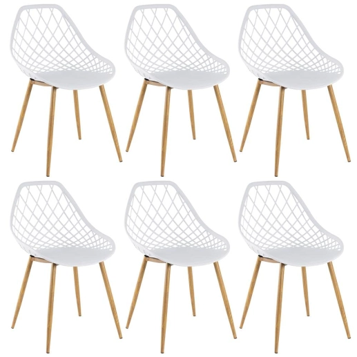Kit com 6 Cadeiras de jantar Clarice Cloe com design contemporâneo - Branco Produto Kit com 6 Cadeiras de jantar Clarice Cloe com design contemporâneo - Branco