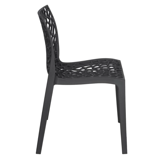 Produto Kit com 6 Cadeiras Gruvyer, Polipropileno com Encosto Versátil para Sala de Jantar Cozinha Bar Jardim Varanda Cafeteria Shopping Salão de Festas, Fosco Preto