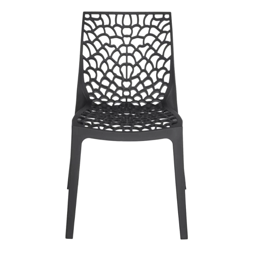 Produto Kit com 6 Cadeiras Gruvyer, Polipropileno com Encosto Versátil para Sala de Jantar Cozinha Bar Jardim Varanda Cafeteria Shopping Salão de Festas, Fosco Preto