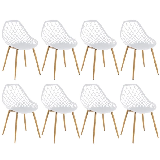 Kit com 8 Cadeiras de jantar Clarice Cloe com design contemporâneo - Branco Produto Kit com 8 Cadeiras de jantar Clarice Cloe com design contemporâneo - Branco