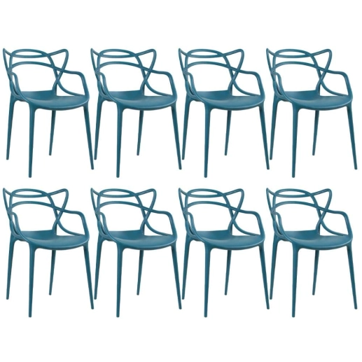Kit com 8 Cadeiras Master Allegra Design Moderno em Polipropileno para Cozinha e Sala de Jantar - Turquesa Produto Kit com 8 Cadeiras Master Allegra Design Moderno em Polipropileno para Cozinha e Sala de Jantar - Turquesa