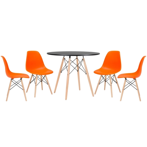 Produto Kit - Mesa Eames 90 cm + 4 cadeiras Eames Dsw - Laranja