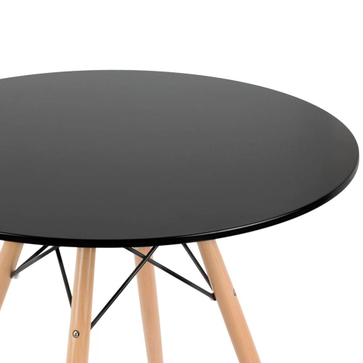Mesa redonda Eames 80 cm preto + 2 cadeiras estofadas Eiffel Botonê Preto Produto Mesa redonda Eames 80 cm preto + 2 cadeiras estofadas Eiffel Botonê Preto