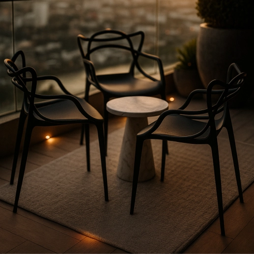 Produto Kit 12 Cadeiras de jantar Master Allegra Design Moderno em Polipropileno - Preto