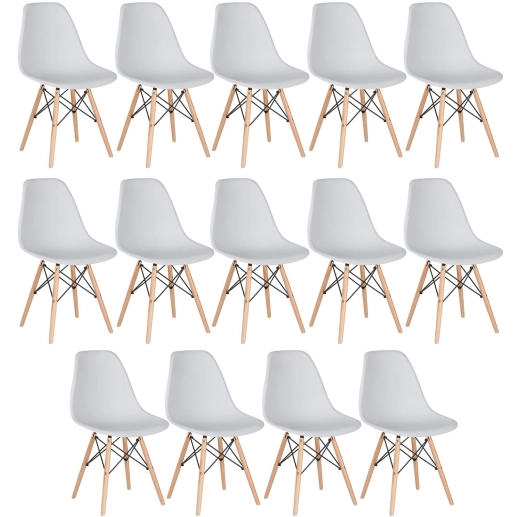 Produto Kit 14 Cadeiras de jantar Charles Eames Eiffel DSW em Polipropileno - Cinza claro
