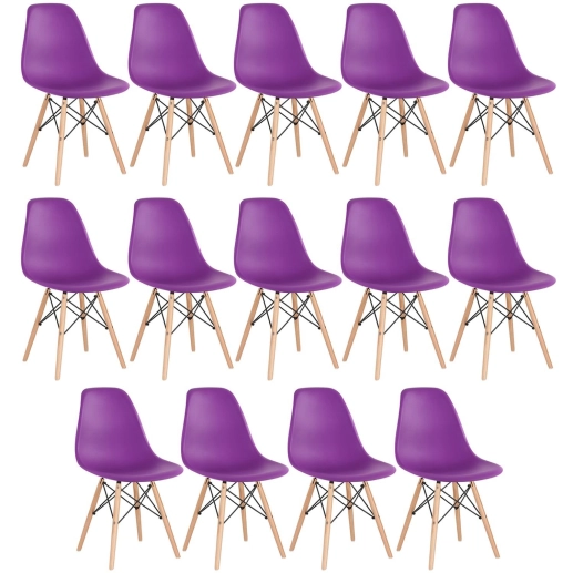 Kit 14 Cadeiras de jantar Charles Eames Eiffel DSW em Polipropileno - Roxo Produto Kit 14 Cadeiras de jantar Charles Eames Eiffel DSW em Polipropileno - Roxo