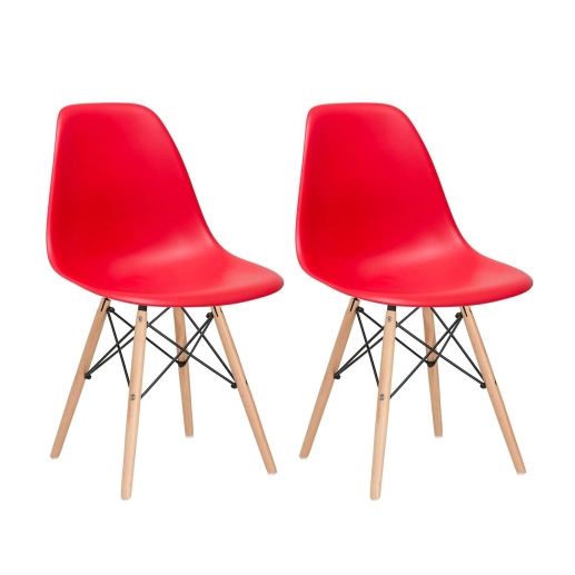 Produto Kit 2 Cadeiras de jantar Charles Eames Eiffel DSW em Polipropileno - Vermelho