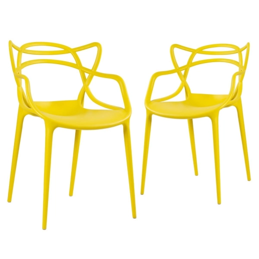 Produto Kit 2 Cadeiras de jantar Master Allegra Design Moderno em Polipropileno - Amarelo