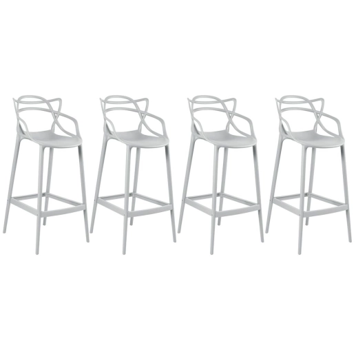 Produto Kit 4 Banquetas alta para bancada Master Allegra em Polipropileno 78 cm - Cinza claro