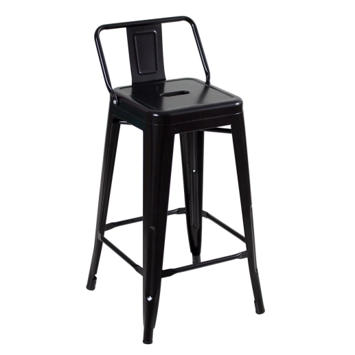 Produto Kit 4 banquetas médias para bancada Iron Tolix com encosto 66 cm – Preto