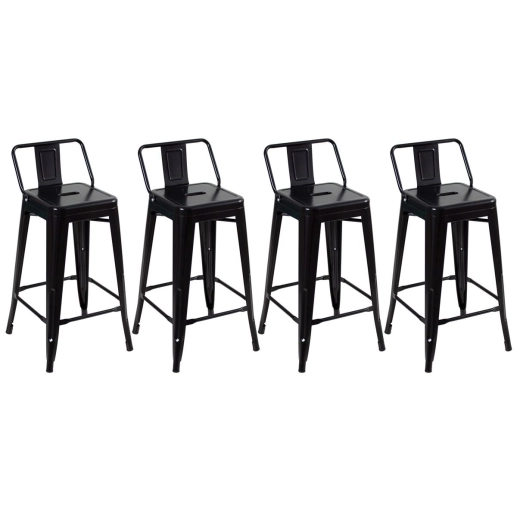 Produto Kit 4 banquetas médias para bancada Iron Tolix com encosto 66 cm – Preto