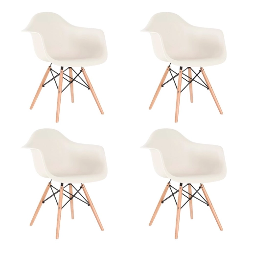 Produto Kit 4 Cadeiras de jantar Charles Eames Eiffel DAW em Polipropileno - Creme