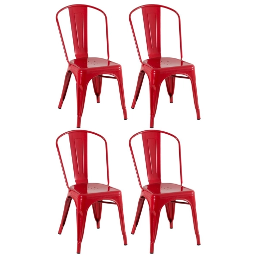 Kit 4 Cadeiras de jantar Iron Tolix com design industrial - Vermelho Produto Kit 4 Cadeiras de jantar Iron Tolix com design industrial - Vermelho