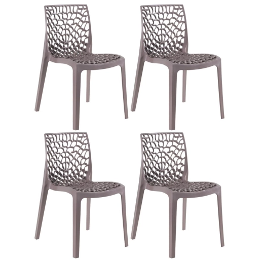 Produto Kit 4 Cadeiras de jantar Gruvyer com design contemporâneo e anatômico - Fendi