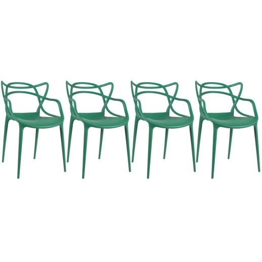 Produto Kit 4 Cadeiras de jantar Master Allegra Design Moderno em Polipropileno - Verde escuro