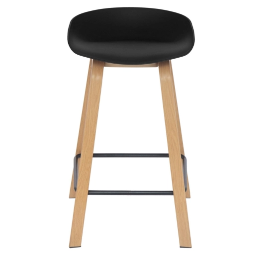 Kit 6 Banquetas média para bancada Cassia com base de madeira 66 cm - Preto Produto Kit 6 Banquetas média para bancada Cassia com base de madeira 66 cm - Preto