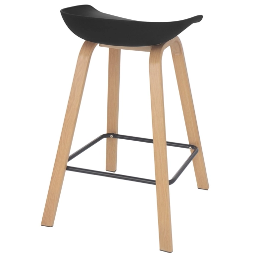 Kit 6 Banquetas média para bancada Cassia com base de madeira 66 cm - Preto Produto Kit 6 Banquetas média para bancada Cassia com base de madeira 66 cm - Preto