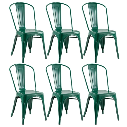 Produto Kit 6 Cadeiras de jantar Iron Tolix com design industrial - Verde Escuro