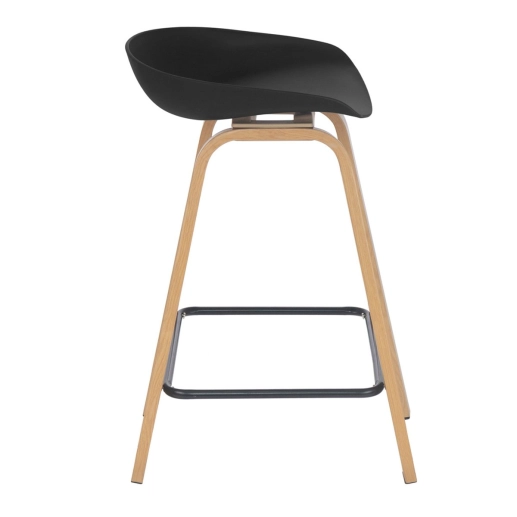 Produto Kit 8 Banquetas média para bancada Cassia com base de madeira 66 cm - Preto