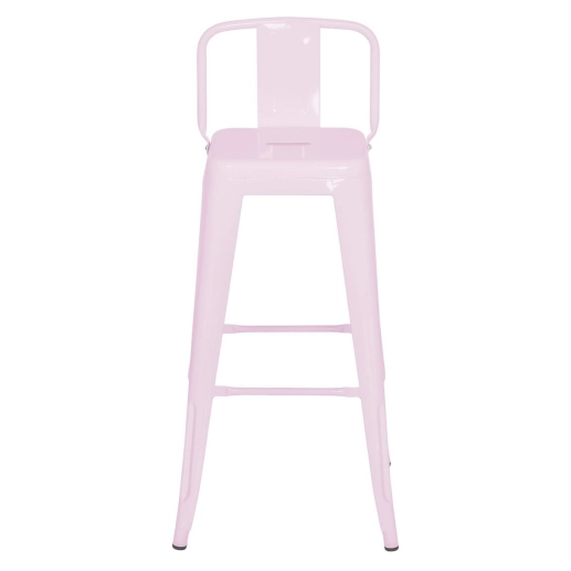 Banqueta alta para bancada Iron Tolix com encosto 76 cm – Rosa Claro Produto Banqueta alta para bancada Iron Tolix com encosto 76 cm – Rosa Claro