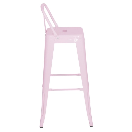 Banqueta alta para bancada Iron Tolix com encosto 76 cm – Rosa Claro Produto Banqueta alta para bancada Iron Tolix com encosto 76 cm – Rosa Claro