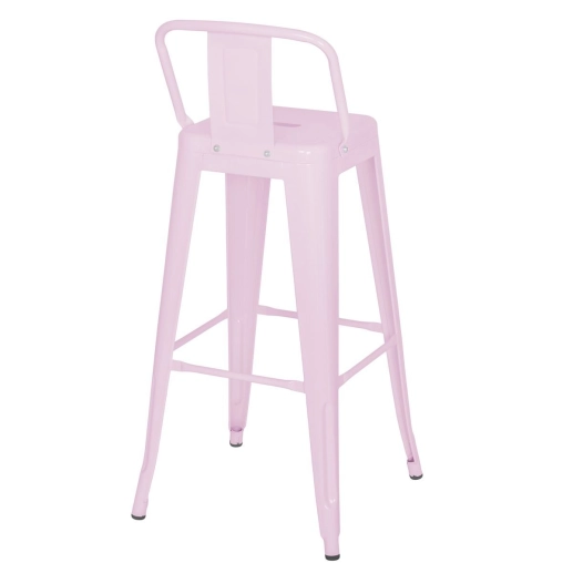 Banqueta alta para bancada Iron Tolix com encosto 76 cm – Rosa Claro Produto Banqueta alta para bancada Iron Tolix com encosto 76 cm – Rosa Claro