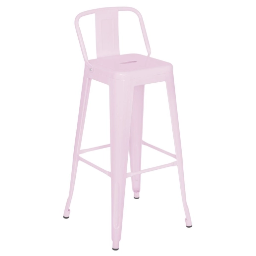 Banqueta alta para bancada Iron Tolix com encosto 76 cm – Rosa Claro Produto Banqueta alta para bancada Iron Tolix com encosto 76 cm – Rosa Claro