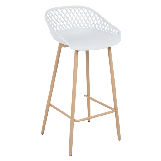 Banqueta alta para bancada Clarice Cloe com base de metal - Branco Produto Banqueta alta para bancada Clarice Cloe com base de metal - Branco