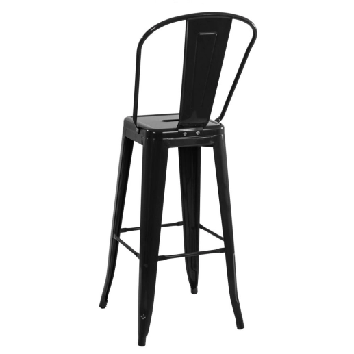 Produto Banqueta alta para bancada Iron Tolix com encosto 78 cm – Preto
