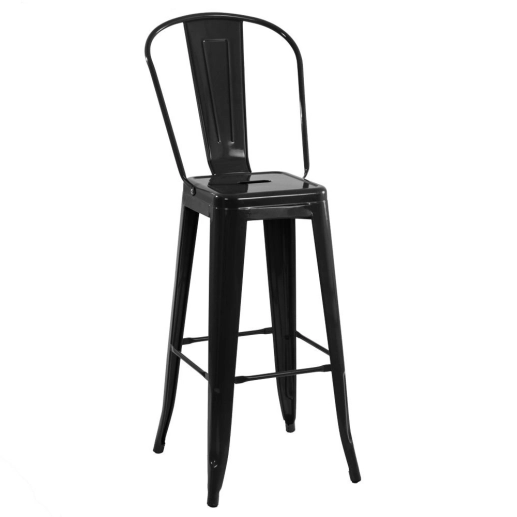Produto Banqueta alta para bancada Iron Tolix com encosto 78 cm – Preto