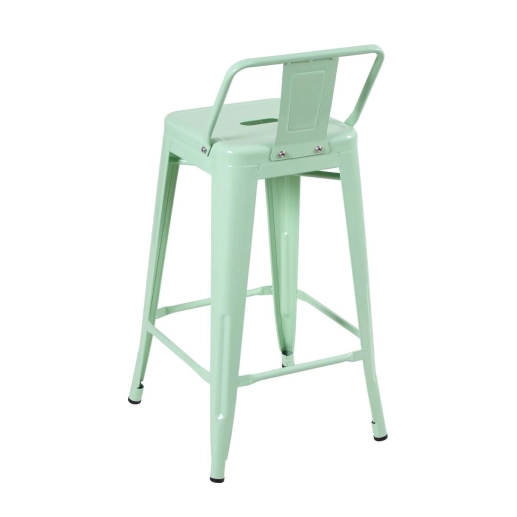 Produto Banqueta média para bancada Iron Tolix com encosto 66 cm - Verde Claro