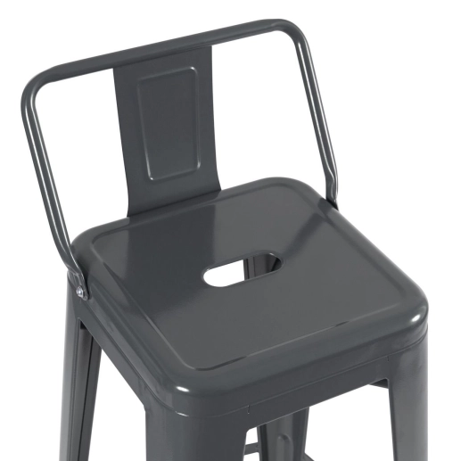 Produto Banqueta alta para bancada Iron Tolix com encosto 76 cm – Cinza Escuro