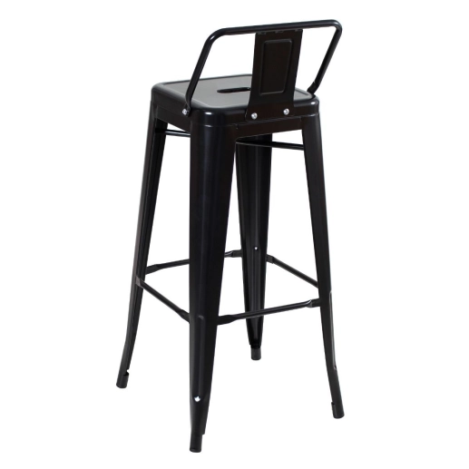 Produto Banqueta alta para bancada Iron Tolix com encosto 76 cm – Preto Semibrilho