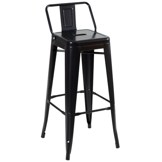 Produto Banqueta alta para bancada Iron Tolix com encosto 76 cm – Preto Semibrilho
