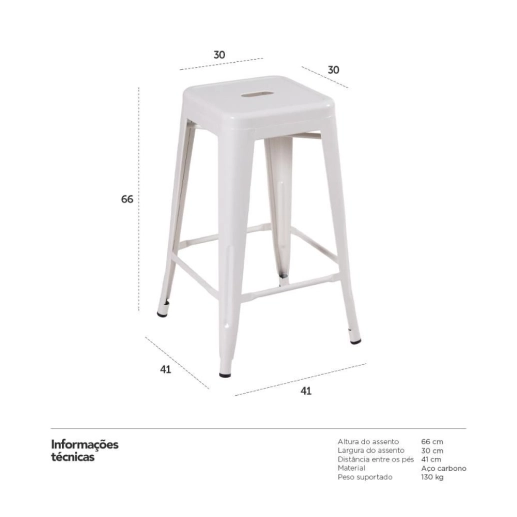 Produto Banqueta média para bancada Iron Tolix 66 cm – Rosa claro