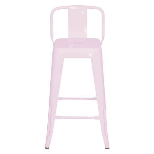 Produto Banqueta média para bancada Iron Tolix com encosto 66 cm – Rosa Claro