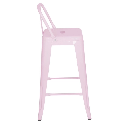Produto Banqueta média para bancada Iron Tolix com encosto 66 cm – Rosa Claro