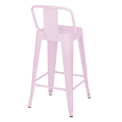 Produto Banqueta média para bancada Iron Tolix com encosto 66 cm – Rosa Claro