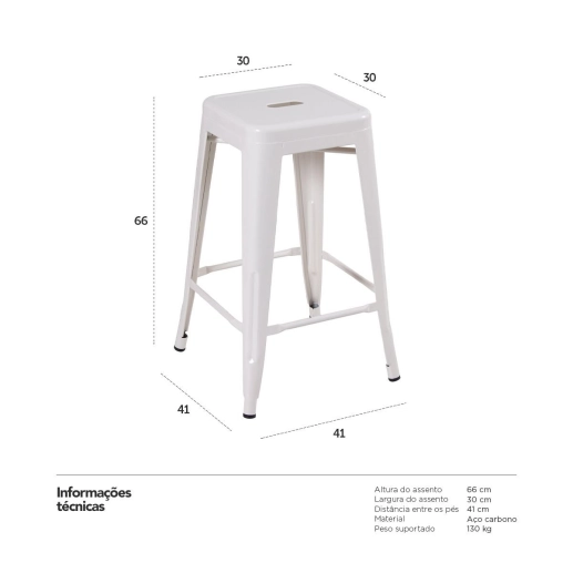 Produto Banqueta média para bancada Iron Tolix 66 cm – Branco